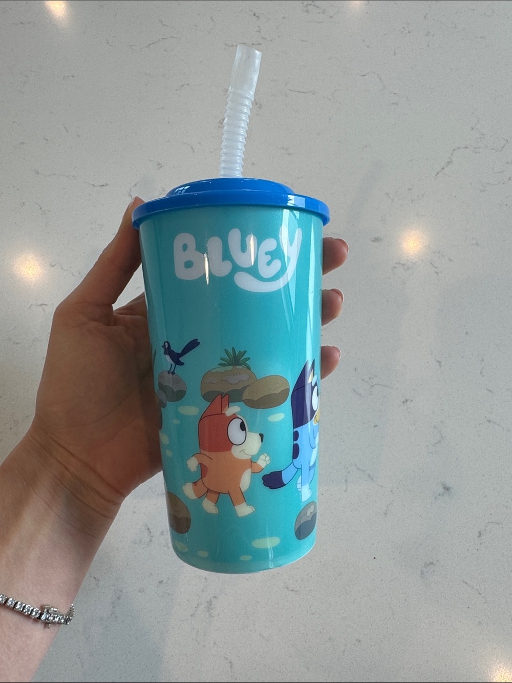 Bluey Blue Plastic Kids Straw Cup with Lid